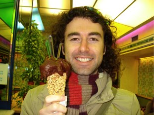 Yaro eating a healthy icecream