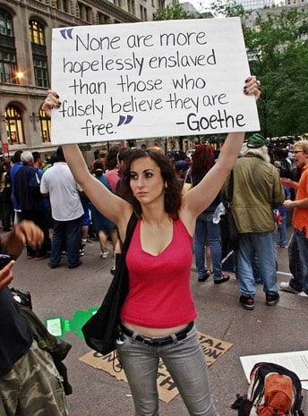 Occupy Wall Street Protestor With Sign Occupy Wall Street Protestor With Sign